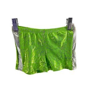 Wrappers Girls' Green Silver Metallic Athletic Shorts Youth Size 6X-7